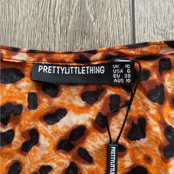 Pretty Little Thing Leopard Print Front Tie Dress Size 6 - Picture 2 of 5